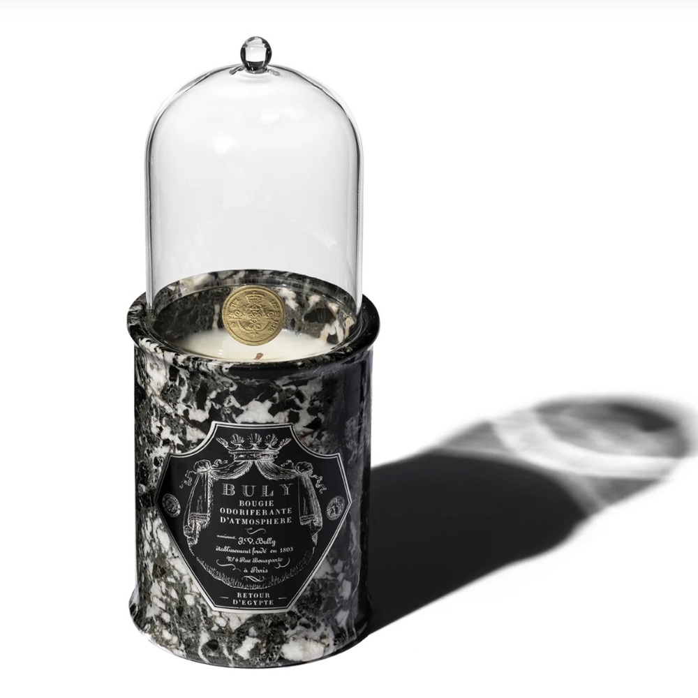 BNIB RARE Buly 1803 Candle in Dark Marble w/ Glass Dome Retours d’Egypte